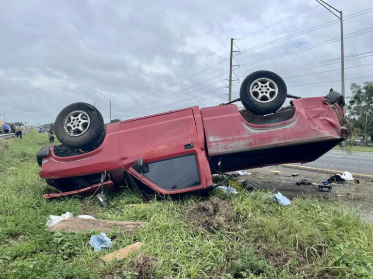 Afternoon crash on I 75 in Marion County on July 11, 2023 overturned red truck