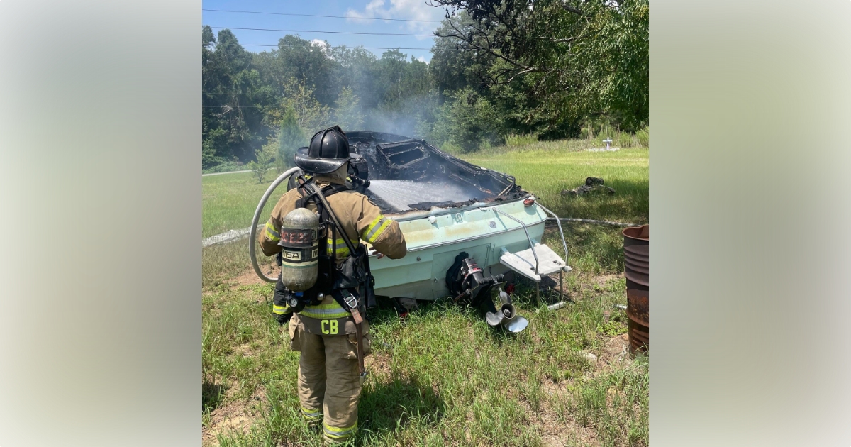 Firefighters combat boat fire near Dunnellon home on July 18, 2023