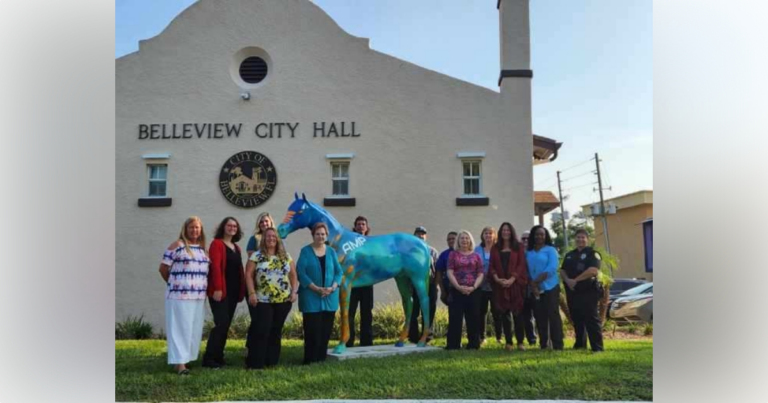 Horse Fever statue ‘AMPlifier finds new home at Belleview City Hall 1