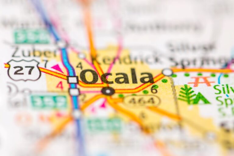 Ocala on map (stock image)