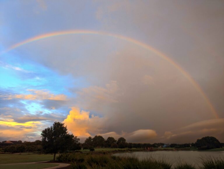 Rainbow over lake at Ocala Preserve