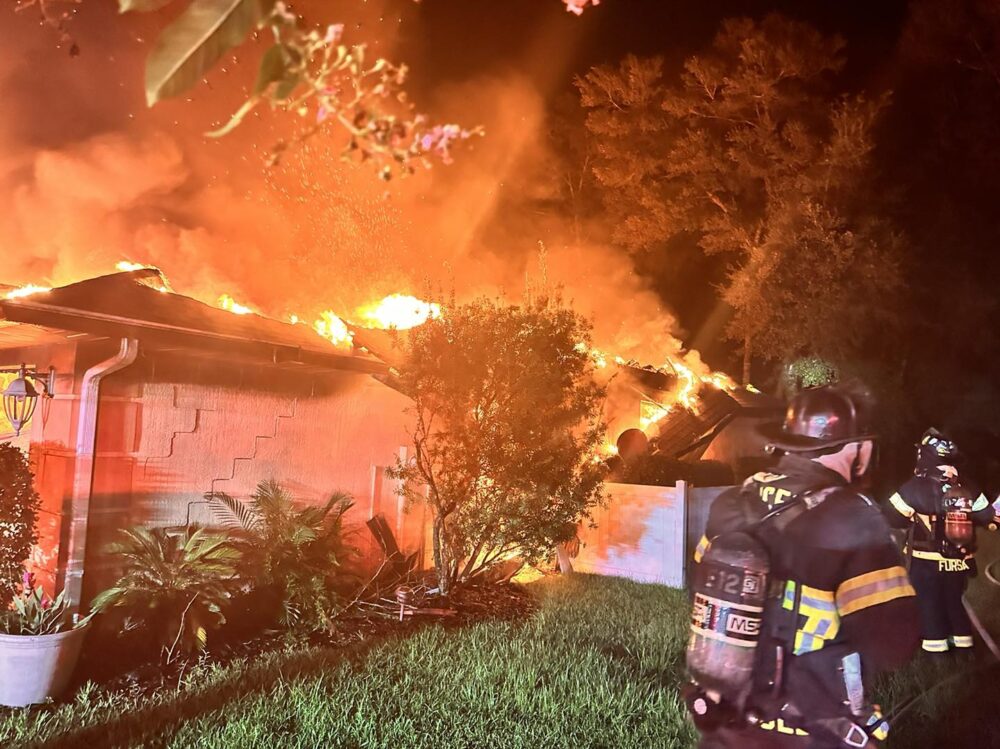 Dunnellon home engulfed in flames on August 19, 2023 photo by Battalion Chief 5 6