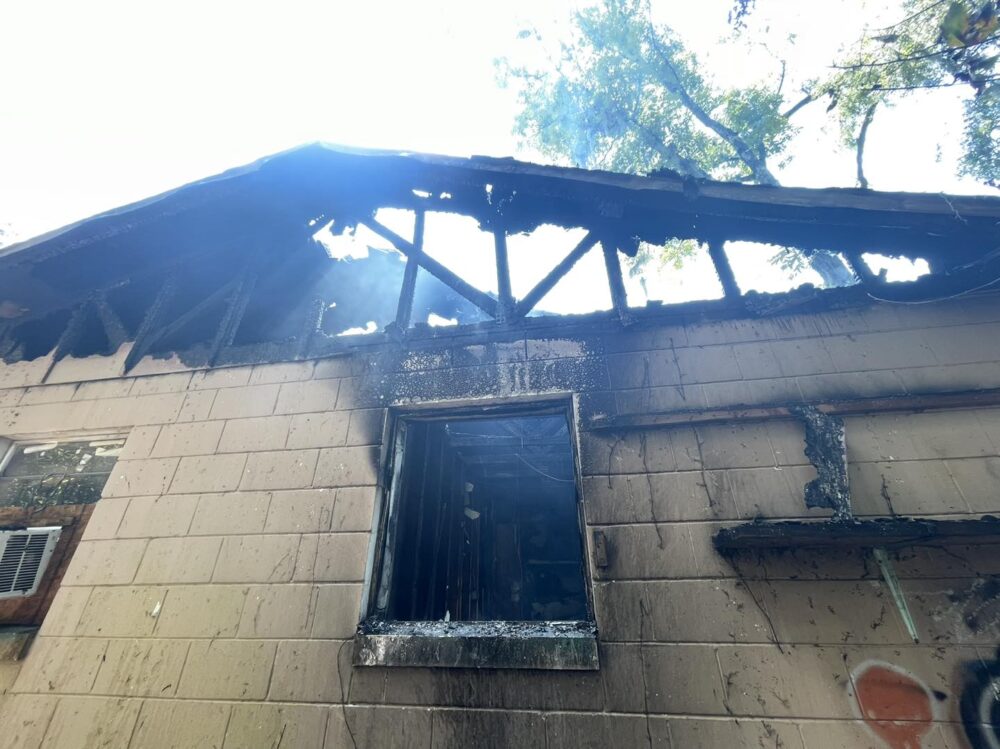 Marion County Fire Rescue and Ocala Fire Rescue respond to Ocala house fire on August 1, 2023 damage to roof (photo MCFR)