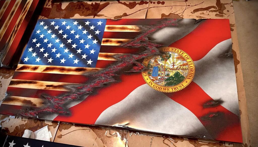 USA and Florida Flags merged by Heroic Hands Woodwork