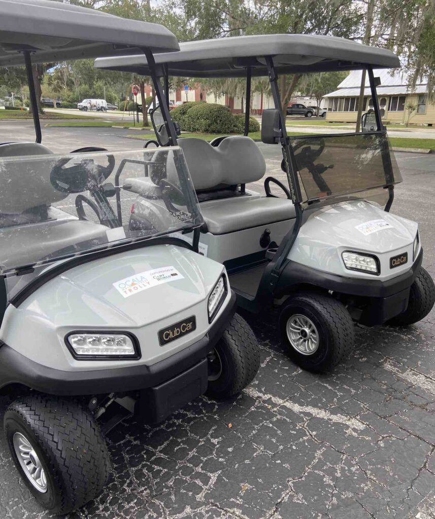 Club Car golf carts used for Ocala Main Street Trolly
