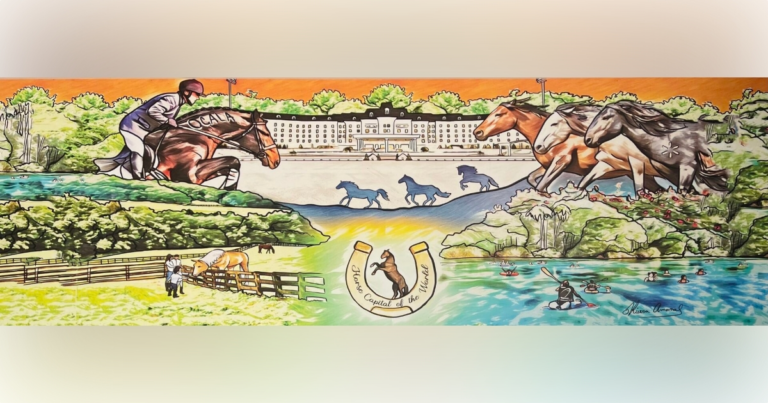 Horse Capital of the World mural at Ocala Walmart painted by Kierra Amaral