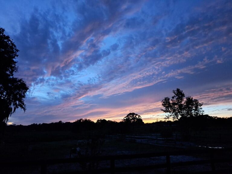 Beautiful sunset over Candow Farm in northwest Ocala