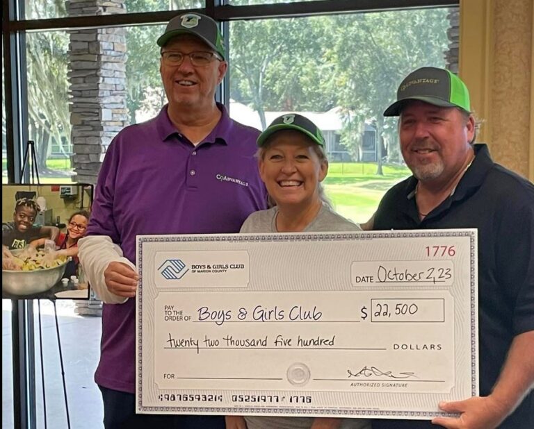 Boys and Girls Club check from 2023 Grip It N Rip It for Kids Golf Tournament (cropped for feature image)