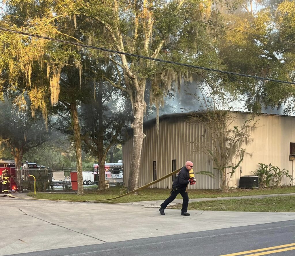 Ocala Fire Rescue responds to warehouse fire in SW Ocala on Saturday, October 21, 2023
