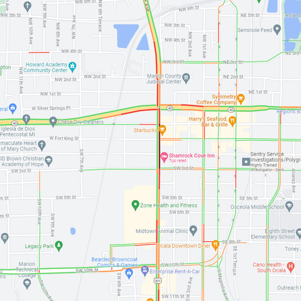 Ocala Police Department map of accident location (two hospitalized in crash on October 24, 2023)