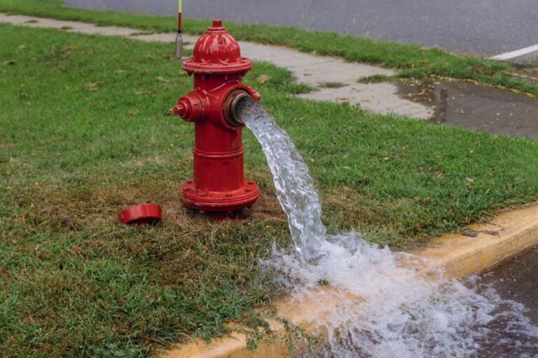fire hydrant flushing (stock image)