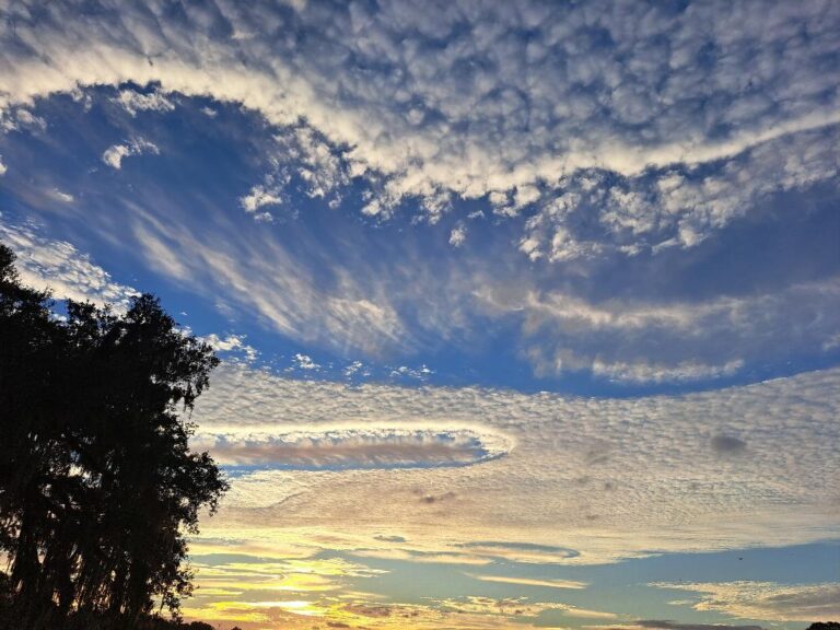 Cloudy sunset over Candow Farm in northwest Ocala