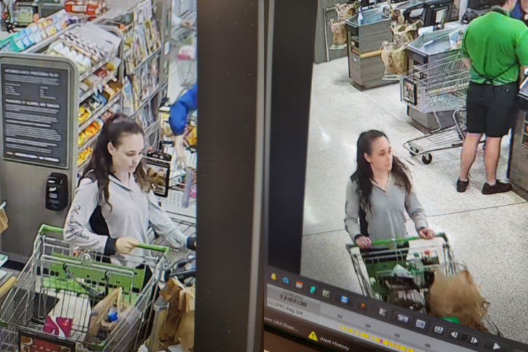 Belleview Police Department person wanted for questioning (12 9 23) photo of woman inside Publix (merged photos)