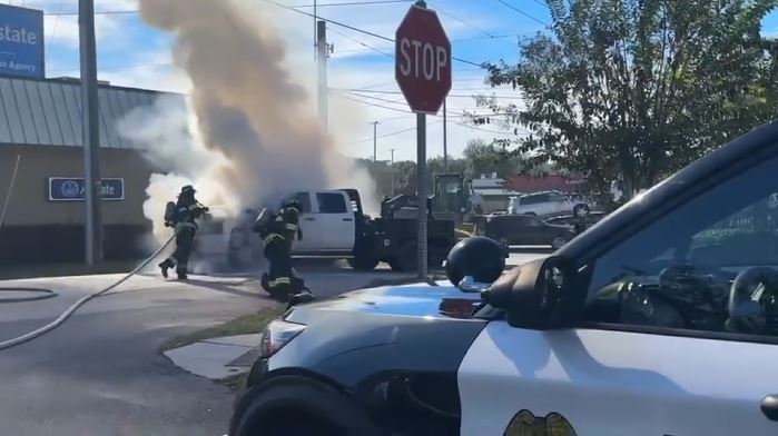 The pickup truck fire was extinguished within four minutes (Photo: MCFR FF/EMT Jacob Kierstens)