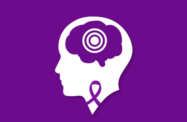 Alzheimer's Disease stock image (brain and ribbon)