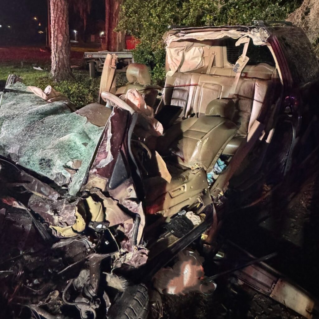 MCFR crews extricated driver from vehicle in 6500 block of South Pine Ave in Ocala shortly after midnight on January 26, 2024 (Photo by MCFR)