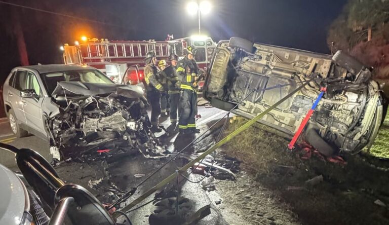 Two vehicle crash sends two to hospital on January 2, 2024 (photo MCFR) cropped photo of vehicles (feature image)