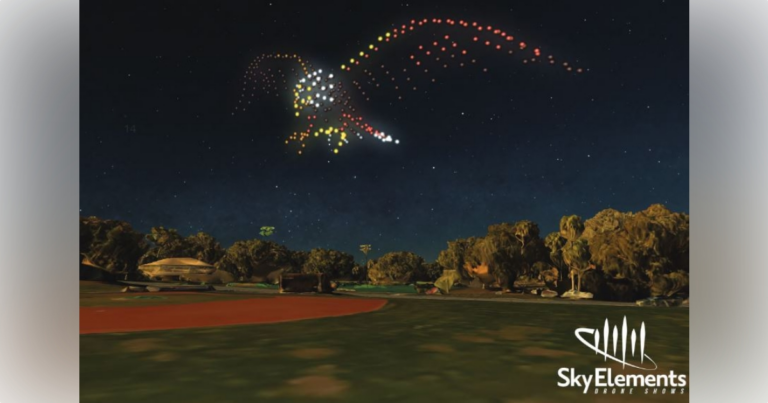 An image showing how the drone show would look for audience members at Tuscawilla Park. (Photo: Sky Elements, LLC).