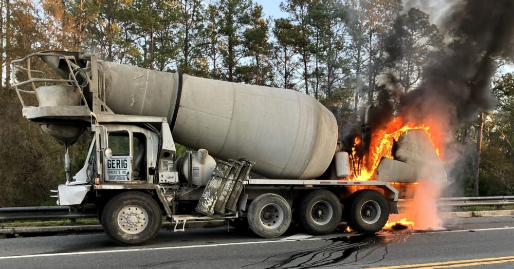 Concrete truck fire in Silver Springs on Feb 22, 2024 1 (photo by MCFR)