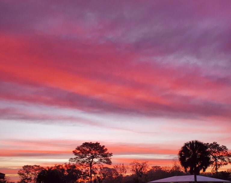 Stunning ruby-red sunrise over Silver Springs Shores