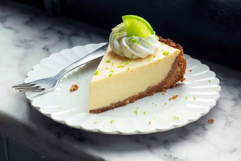 slice of key lime pie on plate (stock image)