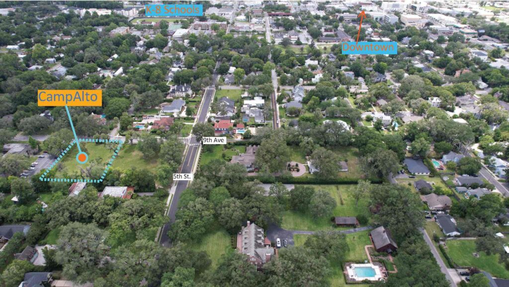 CampAlto's proximity to downtown Ocala (Drake Construction Services)