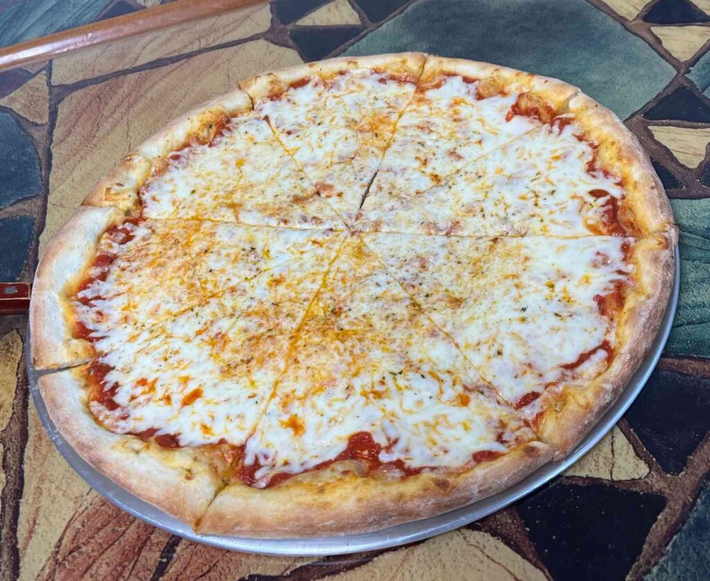 Cheese pizza at Zella's Pizzeria