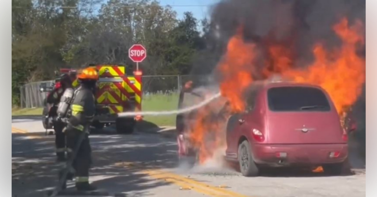 Family avoids injury after their vehicle catches fire on Ocala road