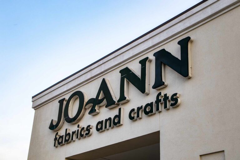 Joann fabrics and crafts retail store building sign