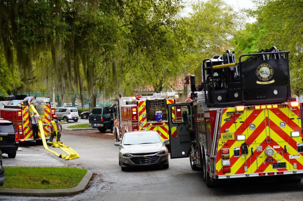 Kitchen fire in second floor apartment in Ocala displaces first floor neighbors on March 4, 2024 (Photo Ocala Fire Rescue) firefighters at scene