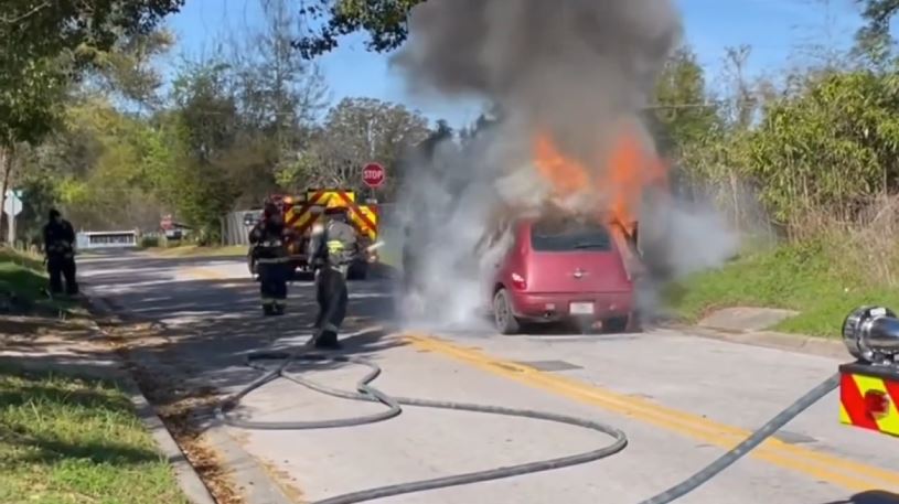 OFR battling vehicle fire on March 7, 2024 photo by Ocala Fire Rescue (3)