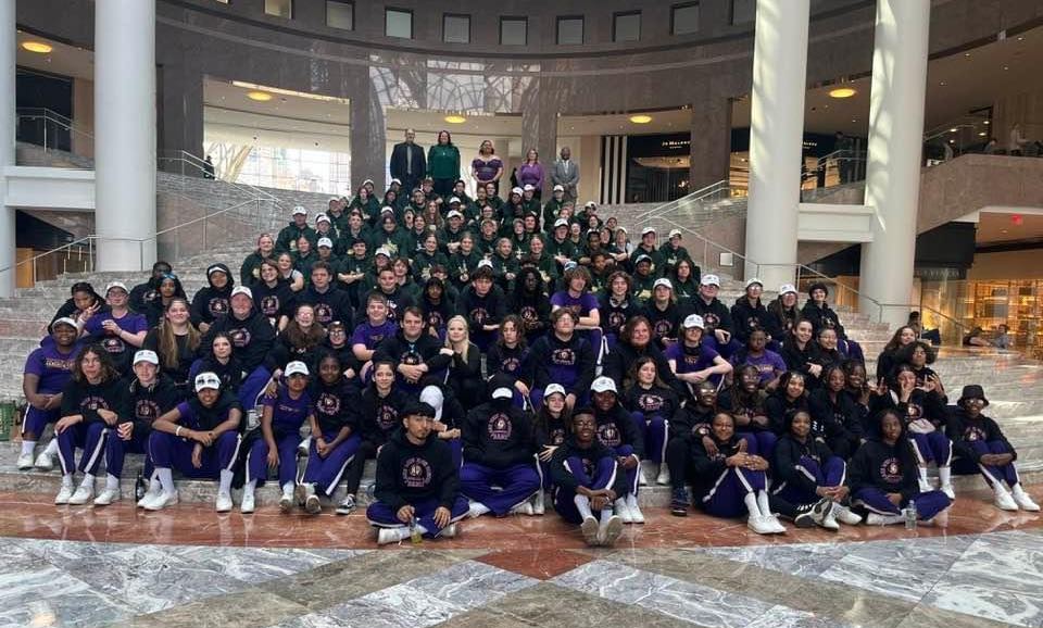 Students and administrators of marching bands at Forest High School and Lake Weir High School in New York City