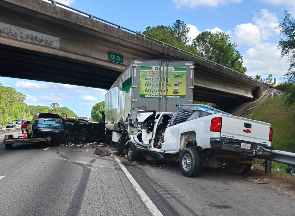 A crash along Interstate 75 on Sunday left multiple people injured. (Photo: Florida Highway Patrol)