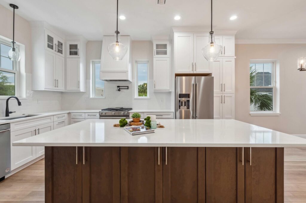 Kitchen with large island at Watula South townhomes