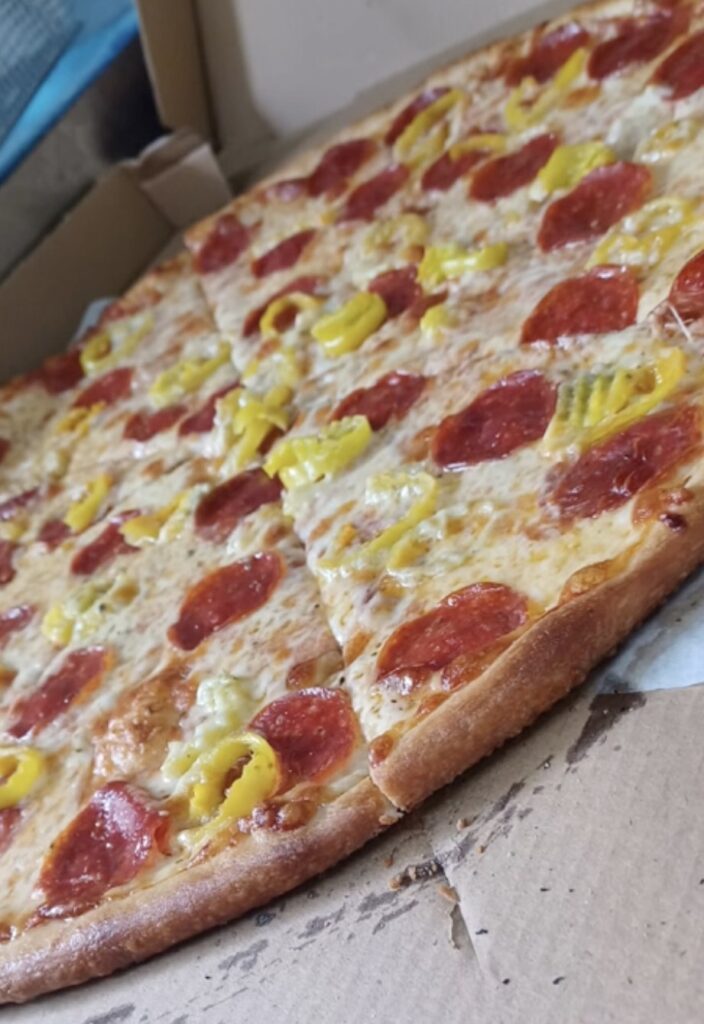 Pepperoni and banana pepper pizza at Brooklyn Pizza Factory in Ocala
