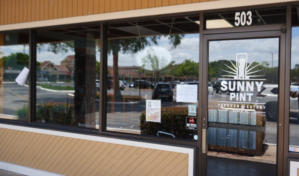 Temporary closing sign on The Sunny Pint in Ocala The Sunny Pint Taproom & Eatery in Ocala