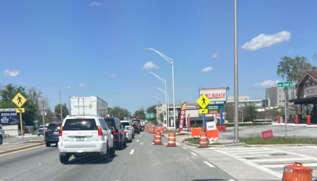 Traffic backed up on U.S. 441 as seen by Mayor Ben Marciano