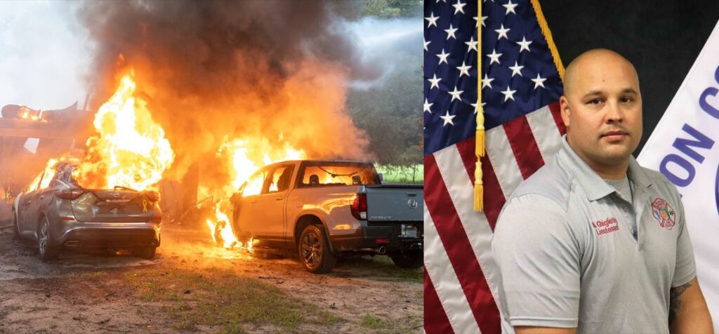 MCFR Lieutenant Nicholas Ghigliotty (right) was injured while battling a house fire in north Ocala on July 4, 2024. (Photos: Marion County Fire Rescue)