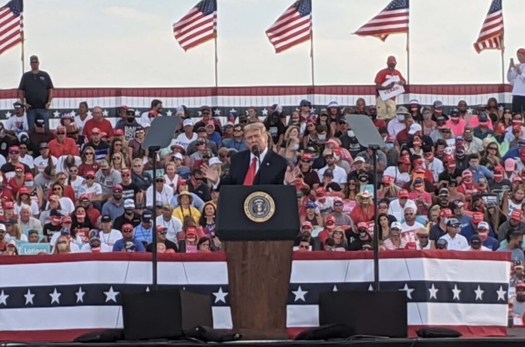 President Donald Trump speaking at the Ocala International Airport in Ocala, Florida on October 16, 2020. (Staff photo)
