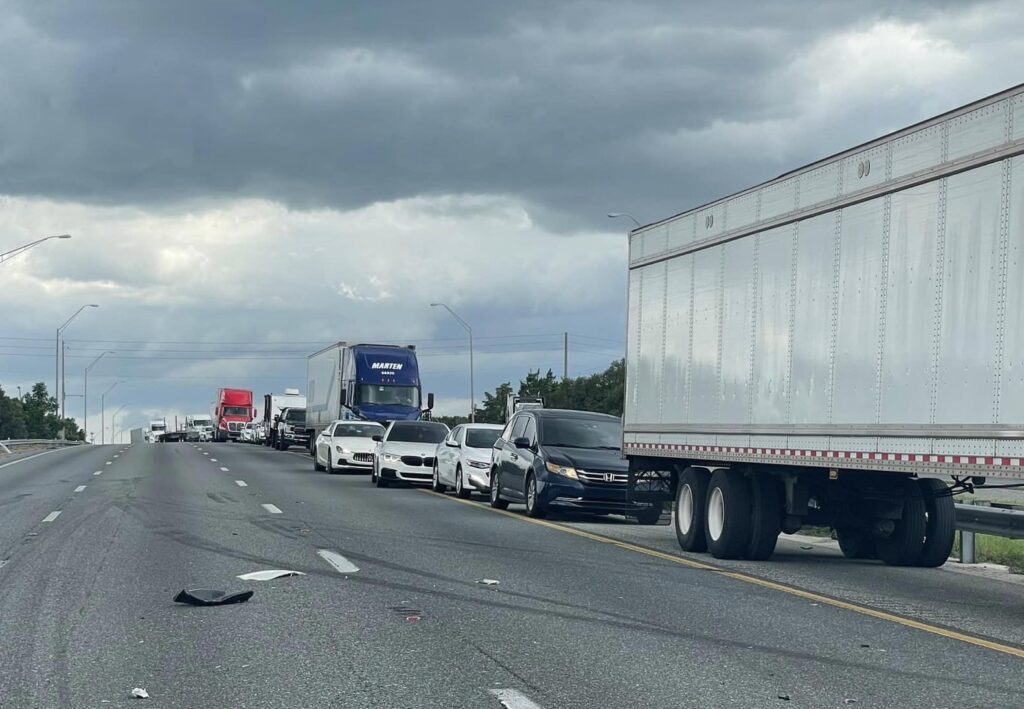Cars backed up on I 75 on August 1 after multi vehicle crash
