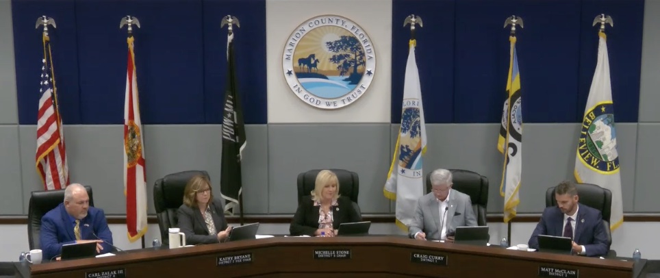 The Marion County Board of County Commissioners discusses Susan Baccili's request on Tuesday, August 6. (Staff photo)