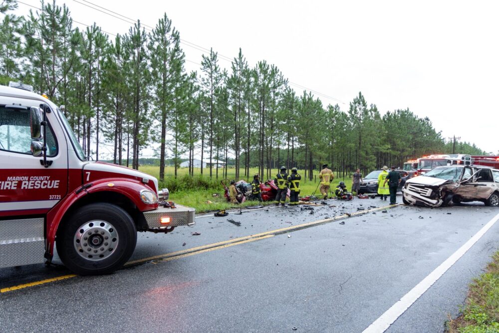 Driver freed from wreckage following two vehicle crash in Fort McCoy on September 8, 2024 several MCFR units responded