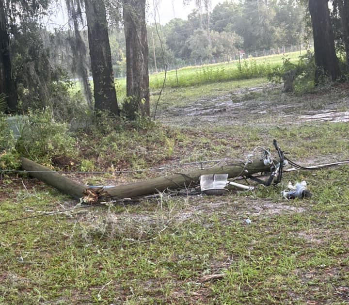 Hurricane Helene Broken power pole Liyah Dren na