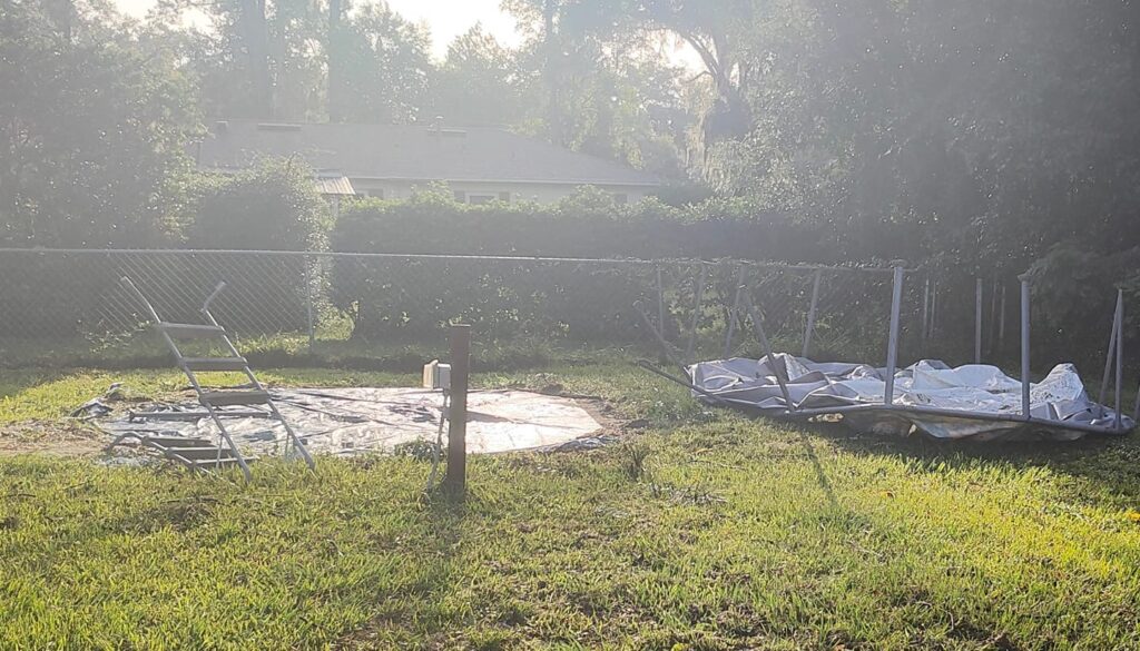 Hurricane Helene Broken trampolene in northeast Ocala Miranda Michelle