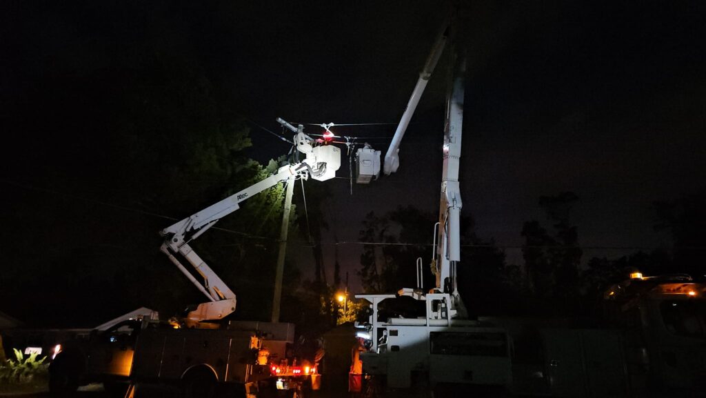OEU crews work to restore power after Hurricane Helene well into Friday night