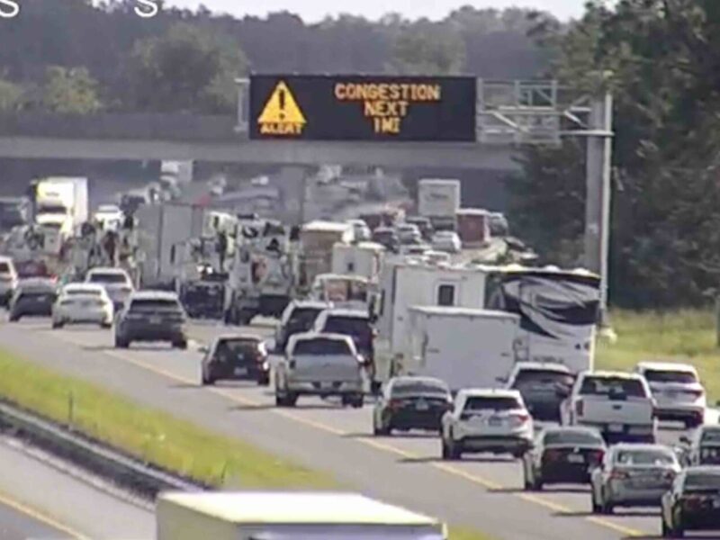 Congestion along Interstate 75 in Marion County, around mile marker 343, as of 3 p.m. on Friday, October 11.