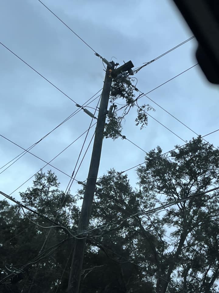 Hurricane Milton Power pole burning at corner of NE 49th St and W Anthony Road Mary Megan