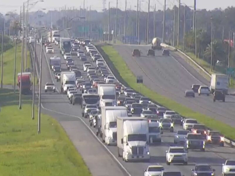 I-75 northbound lanes near mile marker 354 as of 9:15 a.m. on Tuesday, October 8.