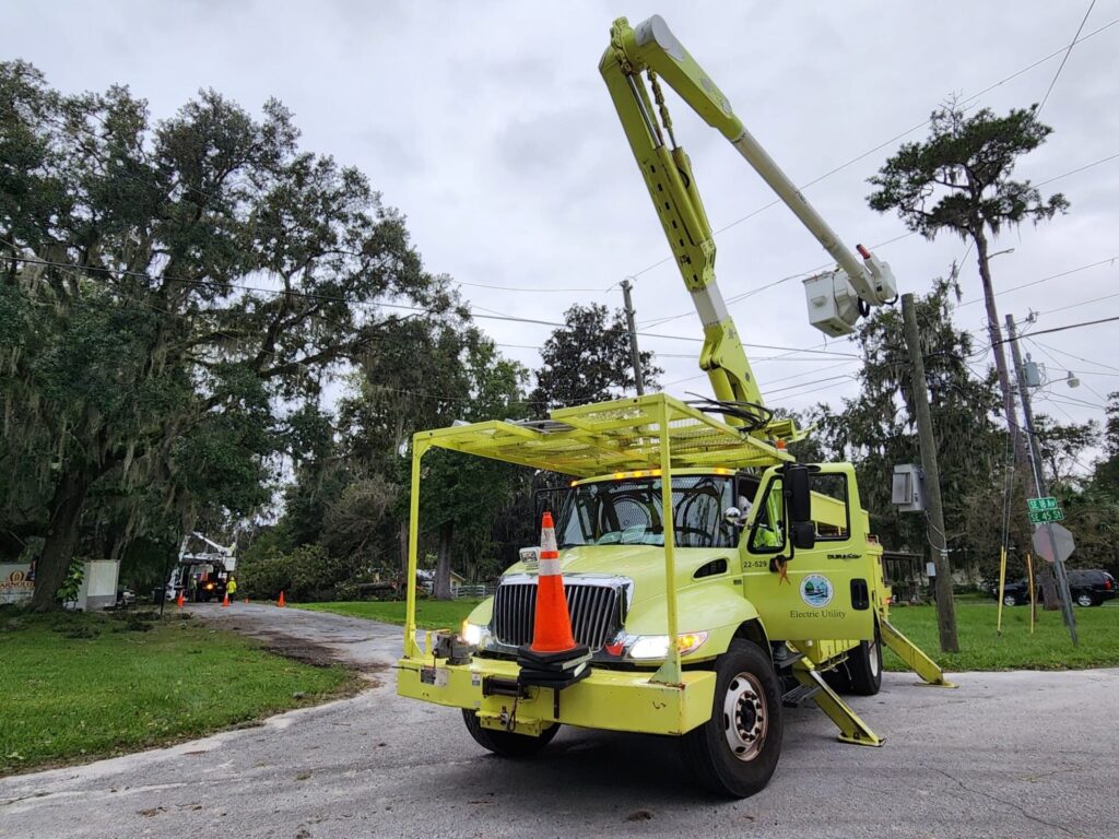 OEU working on power pole 1