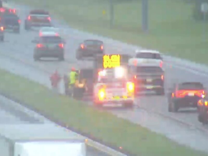 Traffic is backed up in the northbound lanes of I-75 on Sunday evening.